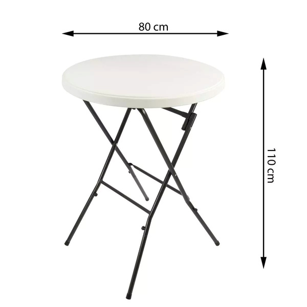 STÓŁ KOKTAJLOWY BAROWY TARGOWY BANKIETOWY SKŁADANY BIAŁY Ø80CM WYSOKI 110CM
