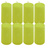 ŚWIECE STOŁOWE ZIELONE 8SZT 10x5CM DEKORACYJNE ŚWIECZKI WALCOWE TRADYCYJNE