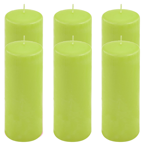 ŚWIECE STOŁOWE ZIELONE 6 SZT 25x10 CM ŚWIECZKI WALCOWE TRADYCYJNE KOLUMNOWE