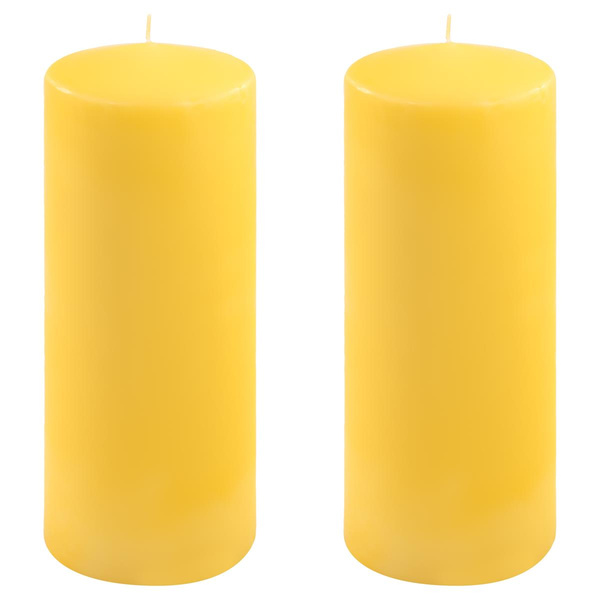 ŚWIECE STOŁOWE ŻÓŁTE 2 SZT 25x10 CM ŚWIECZKI WALCOWE TRADYCYJNE KOLUMNOWE
