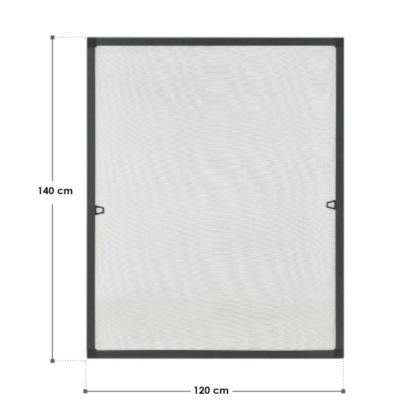MOSKITIERA OKIENNA 120x140 CM DO OKNA ALUMINIOWA RAMA SIATKA NA OWADY SZARA
