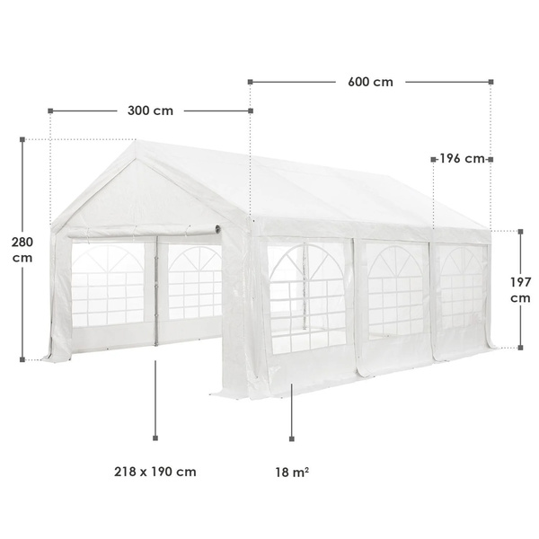 NAMIOT OGRODOWY 3X6M PAWILON IMPREZOWY HANDLOWY DRZWI BIAŁY UV WODOODPORNY