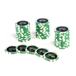 50x ŻETONY LASEROWE 12G WARTOŚĆ 25 DO POKERA RDZEŃ METAL CHIPS OCEAN GREEN