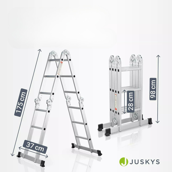 DRABINA ALUMINIOWA WIELOFUNKCYJNA 3,6M 12 STOPNI 150KG SKŁADANA