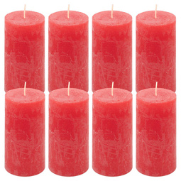 ŚWIECE STOŁOWE CZERWONE RUSTYKALNE 8 SZT 5x10 CM ŚWIECZKI WALCOWE KOLUMNOWE