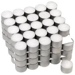 100 ŚWIECZEK TEALIGHT PODGRZEWACZE W ALUMINIUM CZAS PALENIA 8H BEZZAPACHOWE