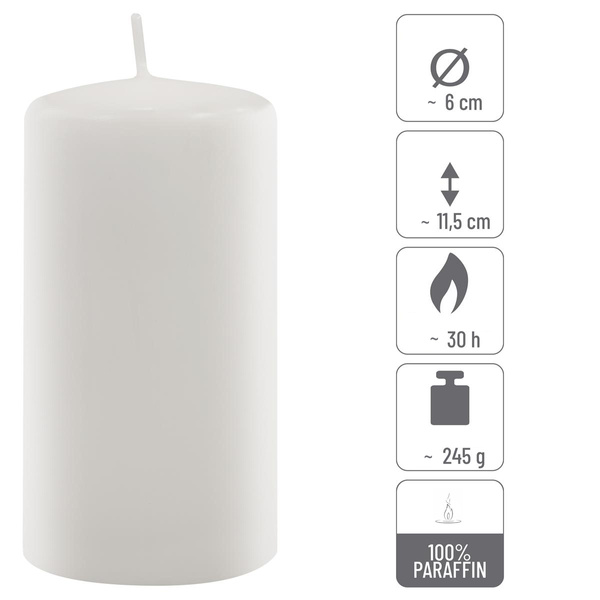 ŚWIECE STOŁOWE BIAŁE 18 SZT 11,5x6 CM ŚWIECZKI WALCOWE TRADYCYJNE KOLUMNOWE