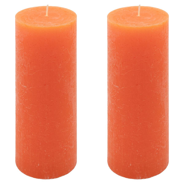 ŚWIECE STOŁOWE POMARAŃCZOWE RUSTYKALNE 2 SZT 7,5x20 CM ŚWIECZKI KOLUMNOWE