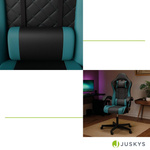 FOTEL GAMINGOWY BIUROWY KUBEŁKOWY GRACZA OBROTOWY HYPERSEAT CZARNY TURKUS