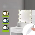 TOALETKA KOSMETYCZNA Z LUSTREM LED DO MAKIJAŻU WIZAŻU BIAŁA ZOEY 90x38x137