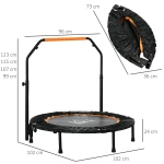 TRAMPOLINA 102 CM FITNESS SKŁADANA Z REGULOWANYM UCHWYTEM CZARNA
