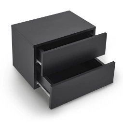 WISZĄCA SZAFKA NOCNA 2 SZUFLADY 40x29x30 CM CZARNY MAT NOWOCZESNA