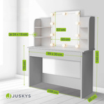 TOALETKA KOSMETYCZNA BELLA Z LUSTREM I LED USB SZAFKĄ SZUFLADĄ DO MAKIJAŻU