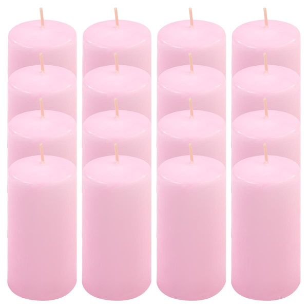 ŚWIECE STOŁOWE RÓŻOWE 16SZT 10x5CM DEKORACYJNE ŚWIECZKI WALCOWE TRADYCYJNE