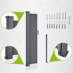 SZARA MARKIZA BOCZNA ROZSUWANA 500x200 CM WYSUWANA ROLETA OSŁONA TARASOWA