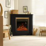 KOMINEK ELEKTRYCZNY 2000W 2 TRYBY CZARNY NAROŻNY Z EFEKTEM PŁOMIENIA+ LED