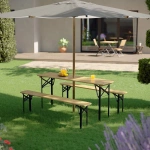 ZESTAW OGRODOWY CATERINGOWY PIWNY BANKIETOWY STÓŁ 170 CM + 2x ŁAWKA DREWNO