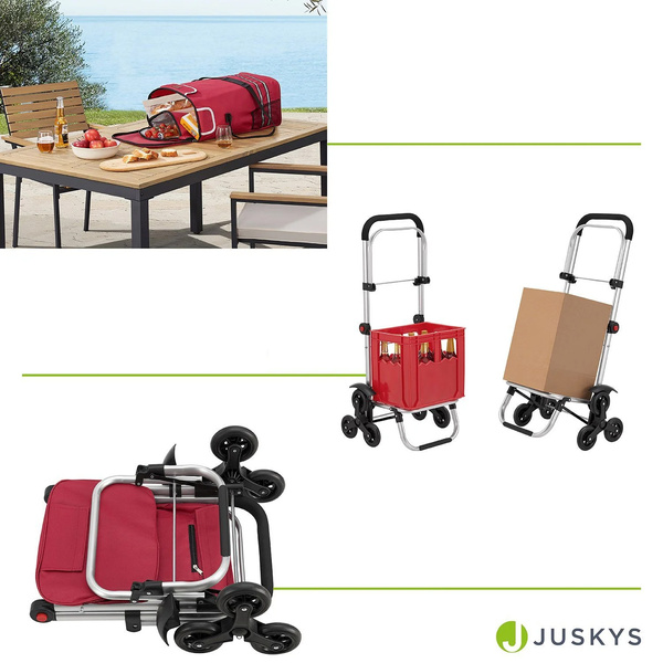 WÓZEK 3w1 NA ZAKUPY ZAKUPOWY NA SCHODY TORBA NA KÓŁKACH SKŁADANY CZERWONY