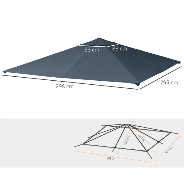 MATERIAŁ DACH NA PAWILON OGRODOWY TYPU 3x3 m 298x295 cm ALTANKE SZARY