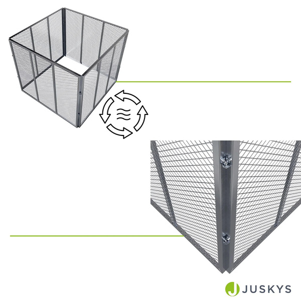 METALOWY KOMPOSTOWNIK OGRODOWY 450L STAL OCYNKOWANA SZYBKI MONTAŻ SREBRNY
