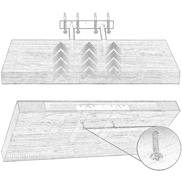 2x BIAŁA PÓŁKA NAŚCIENNA WISZĄCA Z UKRYTYMI MOCOWANIAMI VOLATO 50 CM