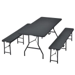ZESTAW OGRODOWY CATERINGOWY PIWNY BANKIETOWY STÓŁ 180 CM + 2x ŁAWKA RATTAN
