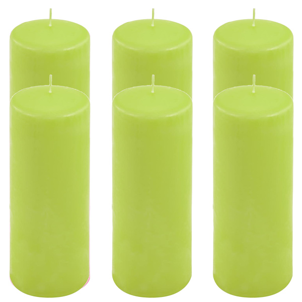 ŚWIECE STOŁOWE ZIELONE 6 SZT 20x7,5 CM ŚWIECZKI TRADYCYJNE KOLUMNOWE