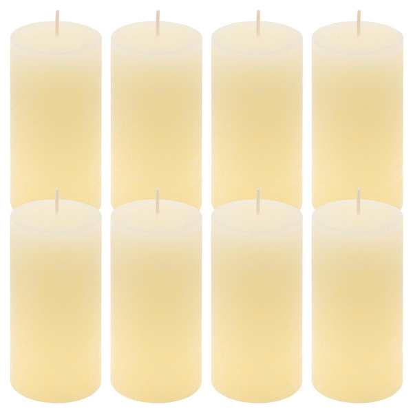ŚWIECE STOŁOWE KREMOWE RUSTYKALNE 8 SZT 5x10 CM ŚWIECZKI WALCOWE KOLUMNOWE