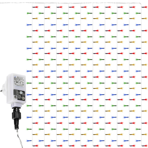 WIELOKOLOROWA KURTYNA ŚWIETLNA ZWISAJĄCE LAMPKI SOPLE 3x3M 300 DIOD