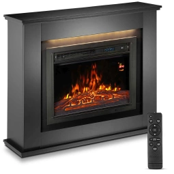 KOMINEK ELEKTRYCZNY 2000W CZARNY Z EFEKTEM PŁOMIENIA 2 TRYBY GRZANIA + LED