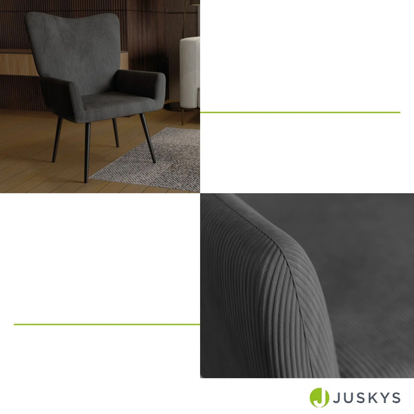 FOTEL USZAK RELAKSACYJNY WYPOCZYNKOWY SKANDYNAWSKI STYL SZARY SZTRUKS