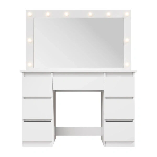 TOALETKA KOSMETYCZNA LILIA Z LED, LUSTREM I 7 SZUFLADAMI BIAŁA