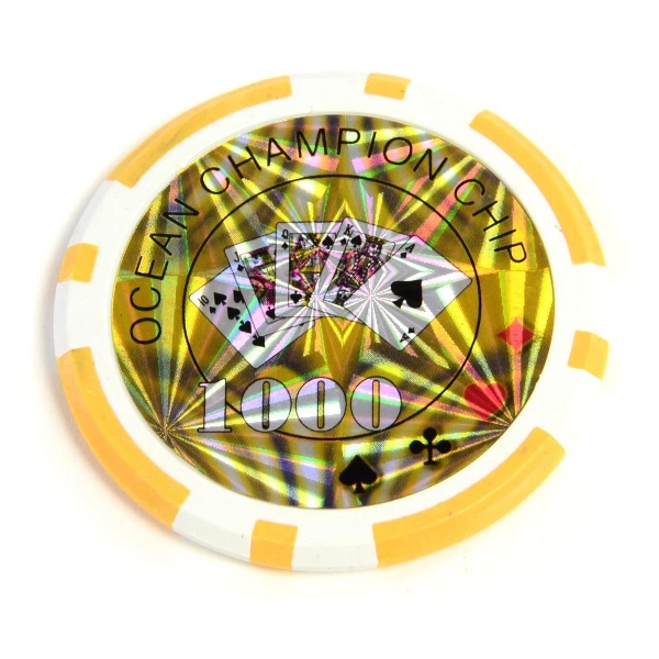 50x ŻETONY LASEROWE 12G WARTOŚĆ 1000 DO POKERA RDZEŃ METAL CHIPS OCEAN
