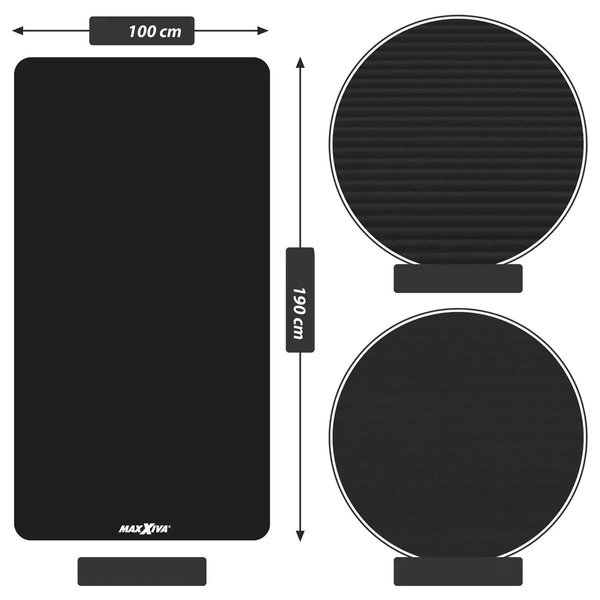 MAXXIVA CZARNA MATA PIANKOWA 190x100x1,5cm DO ĆWICZEŃ / JOGI / FITNESS