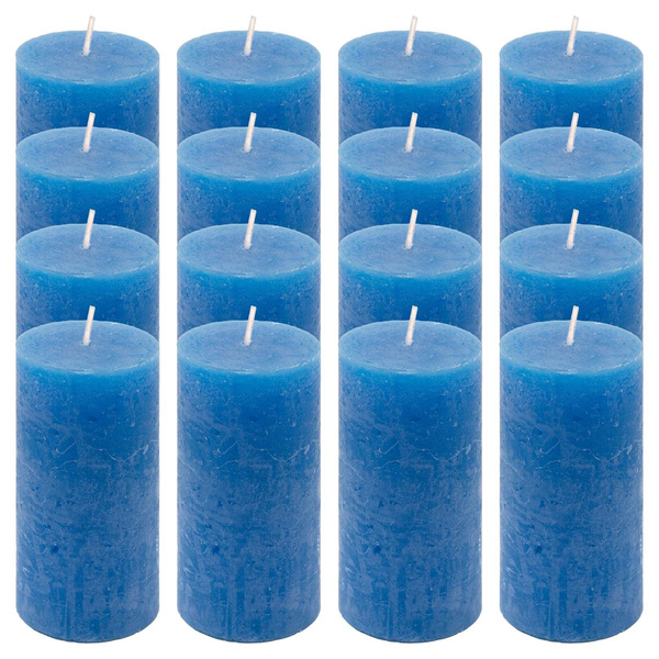 ŚWIECE STOŁOWE NIEBIESKIE 16 SZT 5x10 CM ŚWIECZKI WALCOWE KOLUMNOWE