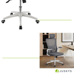 ERGONOMICZNY FOTEL BIUROWY GAMINGOWY OBROTOWY ODDYCHAJĄCY SZARY BIAŁY