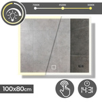 LUSTRO 100x80 CM ŁAZIENKOWE WISZĄCE ŚCIENNE Z OŚWIELTENIEM LED ZEGAREM