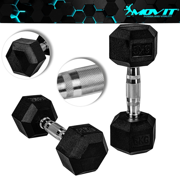 HANTLE ŻELIWNE HEKSAGONALNE HEX 2X 6 KG FITNESS