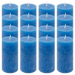 ŚWIECE STOŁOWE NIEBIESKIE 16 SZT 5x10 CM ŚWIECZKI WALCOWE KOLUMNOWE