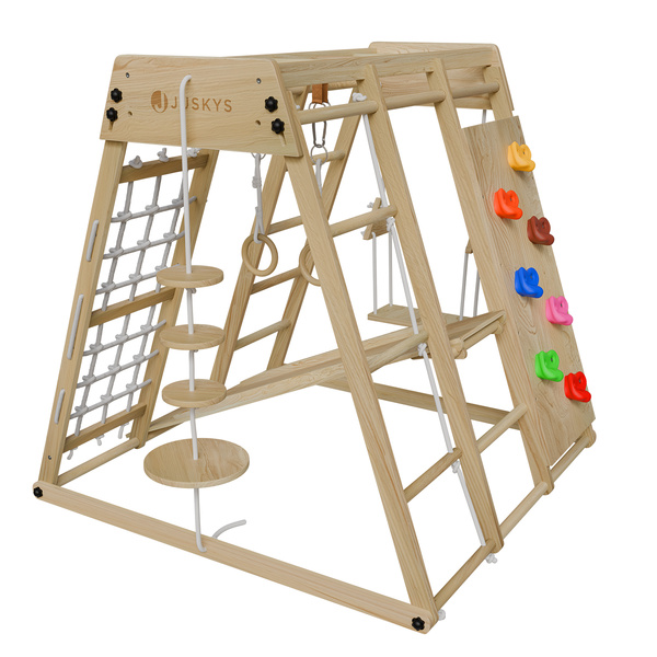 PLAC ZABAW DLA DZIECI DO DOMU DOMOWY DZIECIĘCY DREWNIANY + HUŚTAWKA ŚCIANKA