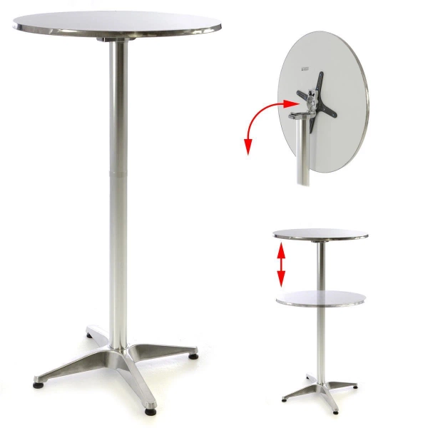 STÓŁ BISTRO BAROWY KOKTAJLOWY SKŁADANY WYS.115/75 CM ZE STALI I ALU Ø60