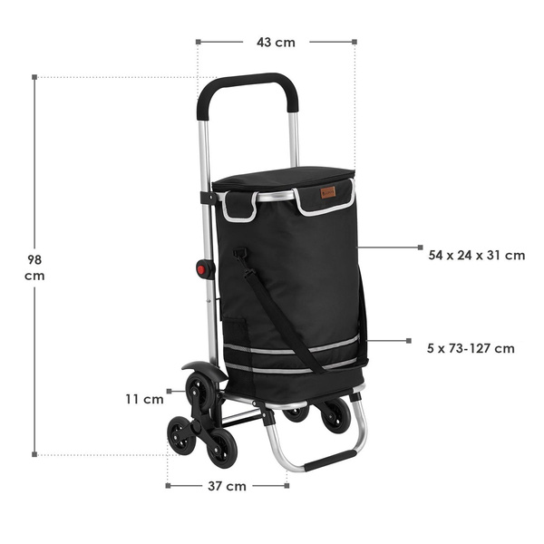 WÓZEK 3w1 NA ZAKUPY ZAKUPOWY NA SCHODY TORBA NA KÓŁKACH SKŁADANY CZARNY