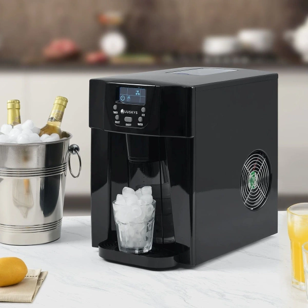 KOSTKARKA DO LODU MASZYNA DO KOSTEK 12KG LÓD DYSTRYBUTOR WODY CZARNY