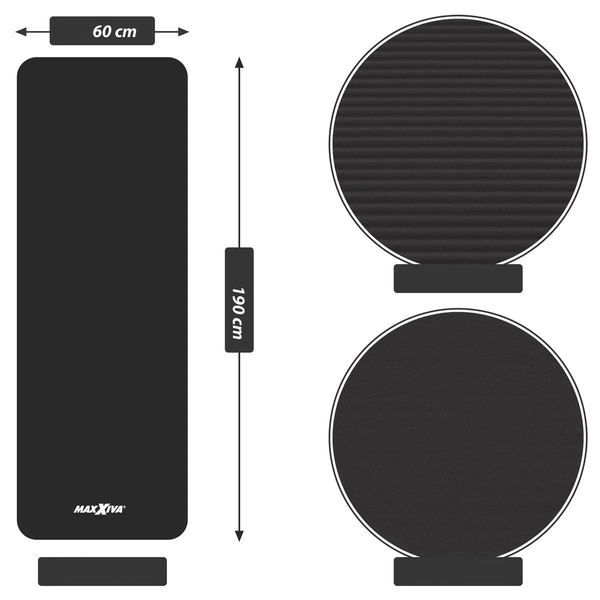 MAXXIVA CZARNA MATA PIANKOWA 190x60x1,5cm DO ĆWICZEŃ / JOGI / FITNESS