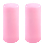 ŚWIECE STOŁOWE RÓŻOWE 2 SZT 25x10CM ŚWIECZKI WALCOWE TRADYCYJNE KOLUMNOWE