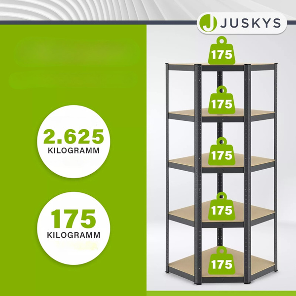 ZESTAW REGAŁÓW METALOWYCH 3 SZTUKI BASIC + NAROŻNY CORNER 180x90x40 cm MDF