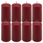 ŚWIECE STOŁOWE BORDOWE 8SZT 10x5CM DEKORACYJNE ŚWIECZKI WALCOWE TRADYCYJNE