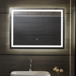  LUSTRO 80x60 CM ŁAZIENKOWE WISZĄCE ŚCIENNE Z OŚWIELTENIEM LED + ANTI-FOG