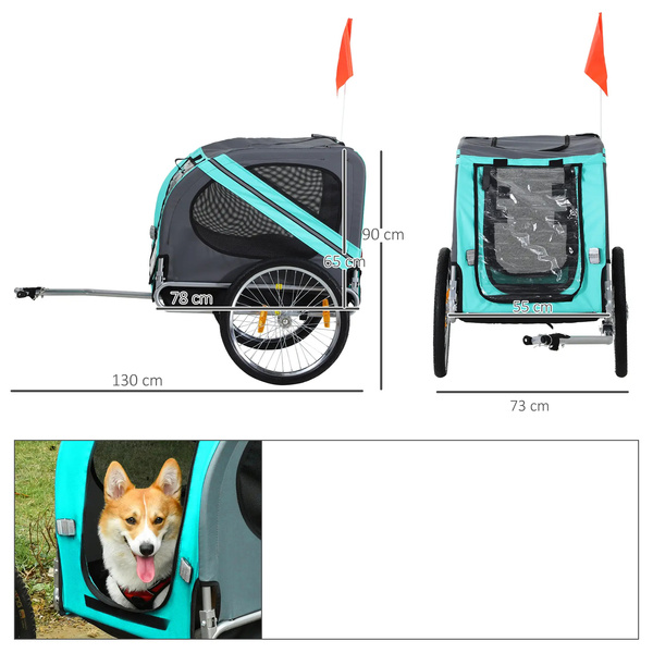 PRZYCZEPKA ROWEROWA DO ROWERU WÓZEK DLA PSA DO 20KG SKŁADANA TURKUSOWA