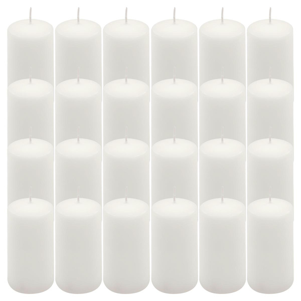 ŚWIECE STOŁOWE BIAŁE 24 SZT 10x5 CM DEKORACYJNE ŚWIECZKI WALCOWE TRADYCYJNE
